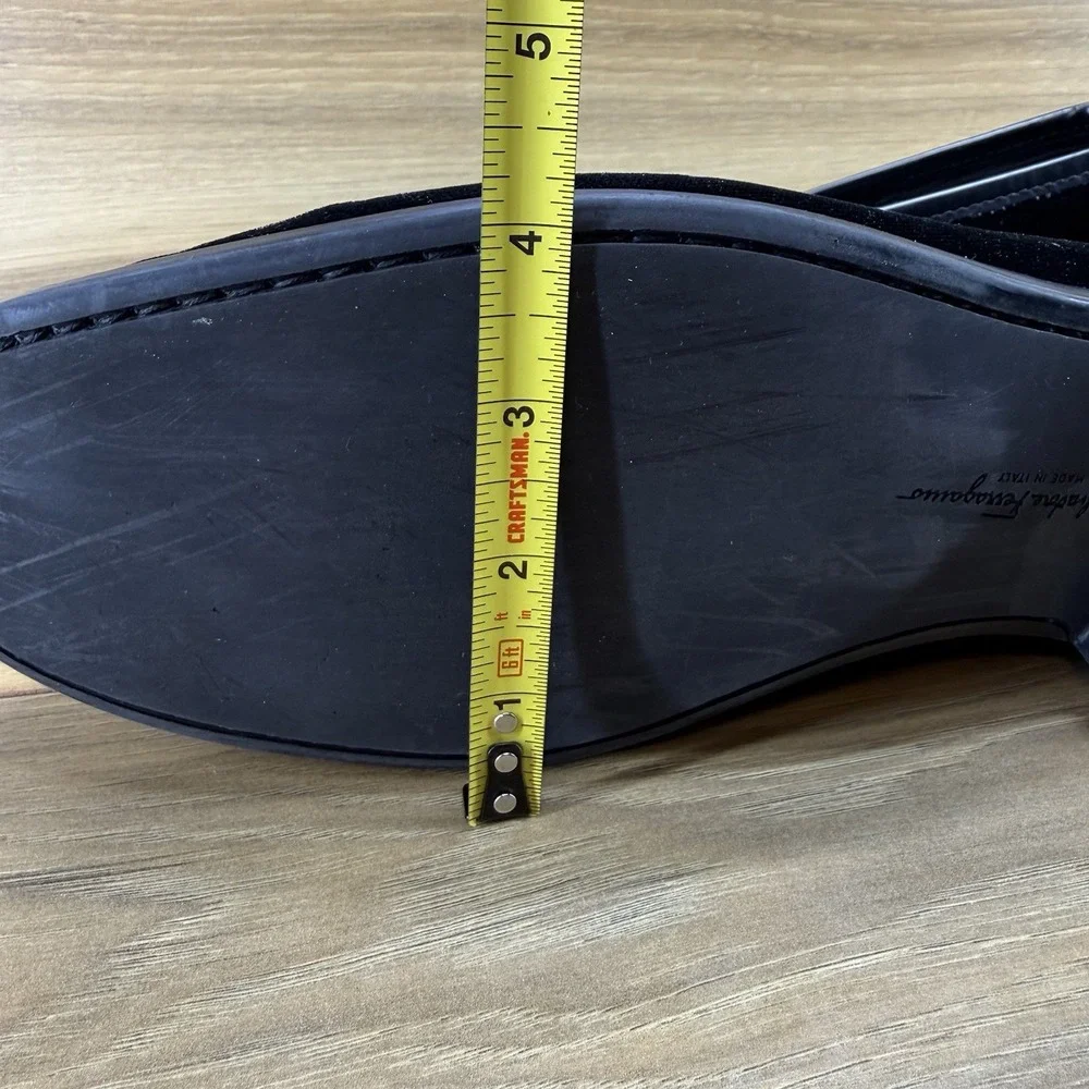 Salvatore Ferragamo Gandioso Black Velvet Loafer Men 10 E Ornament Formal Luxury